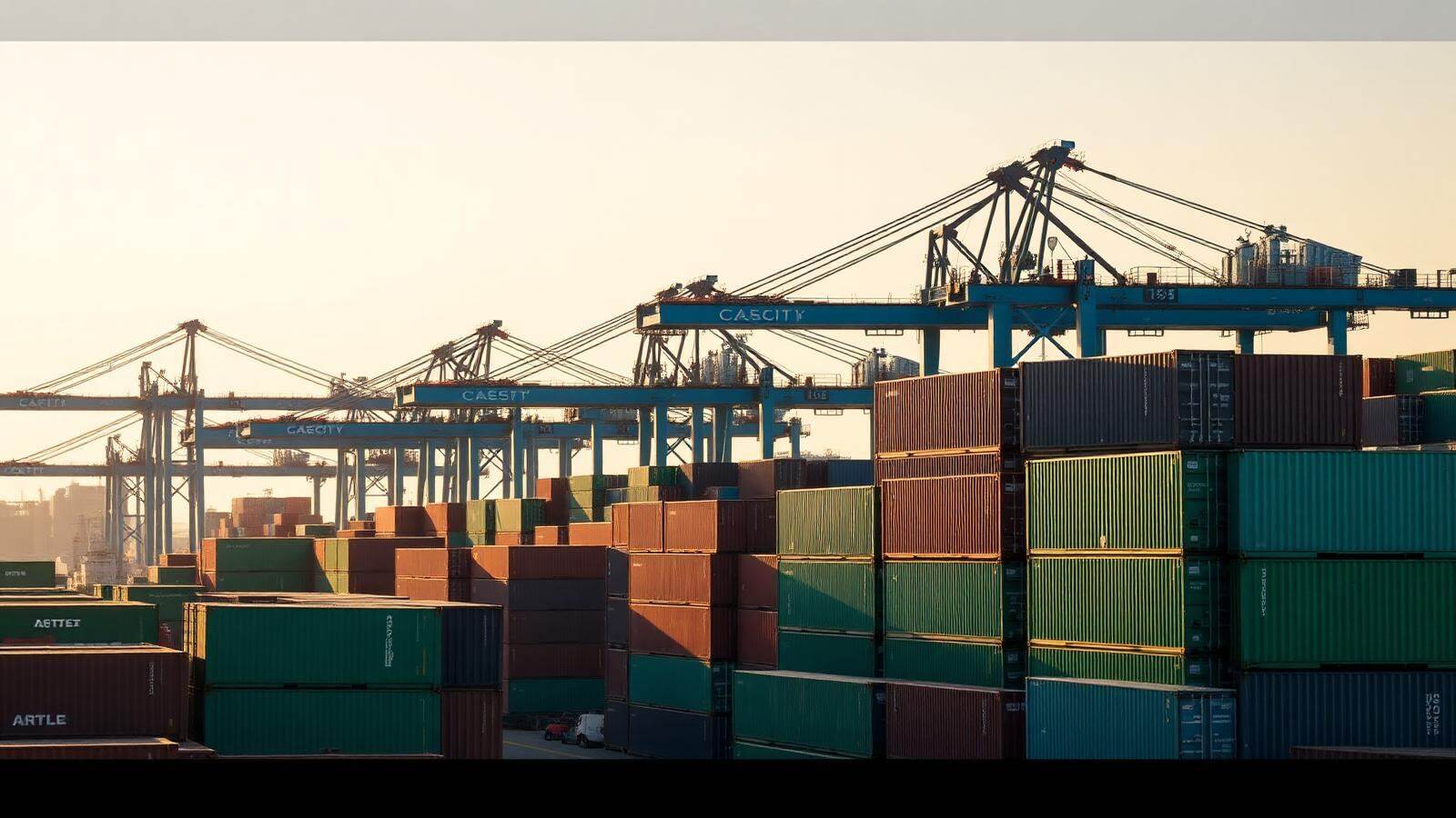 Container terminal at an African port with gantry cranes