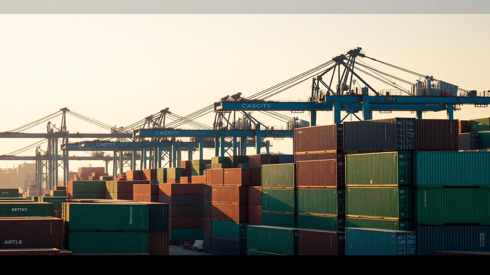 Container terminal at an African port with gantry cranes